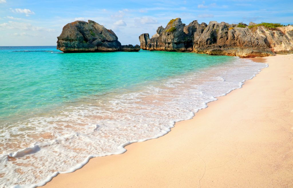 Beautiful beach with waves in Warwick Long Bay in Bermuda - Accent On Travel