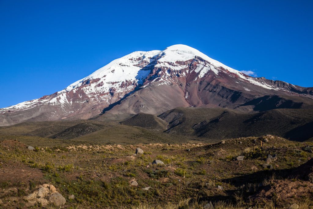 Chimborazo volcano at sunset - accent on travel